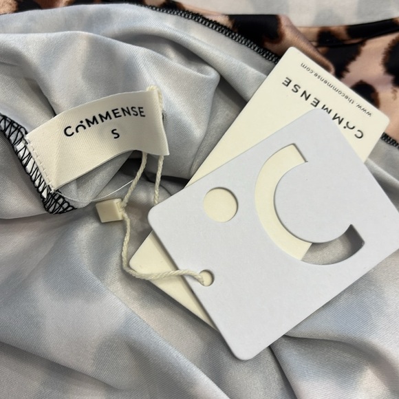 Commense Leopard Animal Printed Long Sleeve Open Back Tie Mini Short Dress - Picture 7 of 7